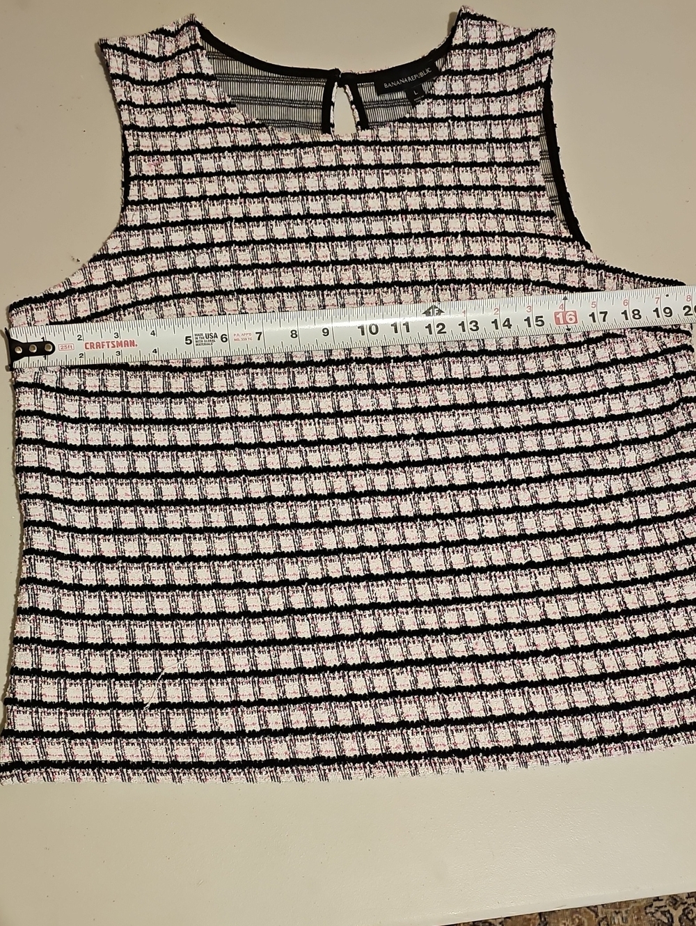 Banana Republic Pink and Black Tweed Sleeveless Shell